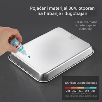 Pladanj od nehrđajućeg čelika 304, pravokutnog oblika, s filtracijskom mrežicom za kontrolu ulja i drenažu, moderni minimalistički stil