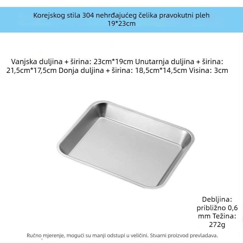 Pladanj od nehrđajućeg čelika 304, pravokutnog oblika, s filtracijskom mrežicom za kontrolu ulja i drenažu, moderni minimalistički stil