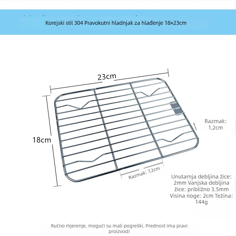 Pladanj od nehrđajućeg čelika 304, pravokutnog oblika, s filtracijskom mrežicom za kontrolu ulja i drenažu, moderni minimalistički stil