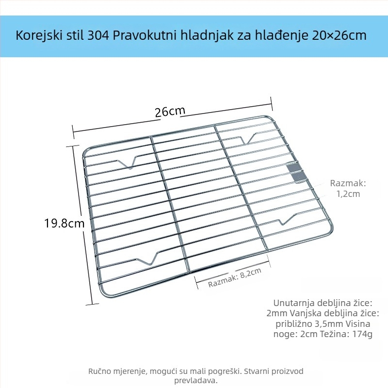 Pladanj od nehrđajućeg čelika 304, pravokutnog oblika, s filtracijskom mrežicom za kontrolu ulja i drenažu, moderni minimalistički stil