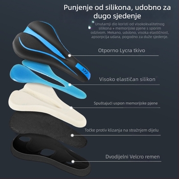Navlaka za sjedalo bicikla TN-344 – Walker Cloud, silikon + memorijska pjena, kompatibilan s brdskim biciklima