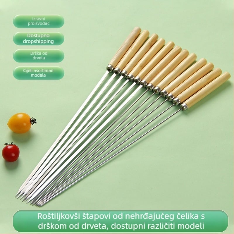 Dongsheng štapići za roštilj od 304 nehrđajućeg čelika, ravni, debeli dizajn