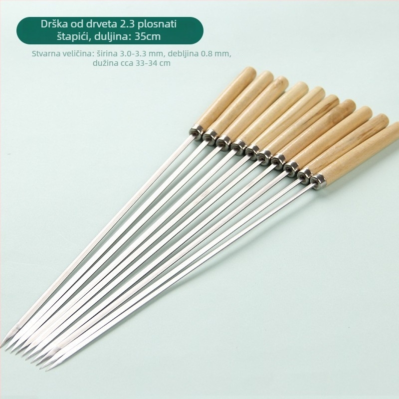 Dongsheng štapići za roštilj od 304 nehrđajućeg čelika, ravni, debeli dizajn