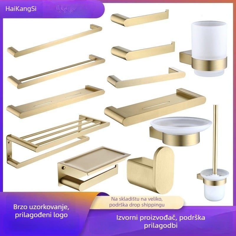 Držač ručnika od nehrđajućeg čelika s elektroplatiranim završetkom, 2 sloja, nosivost 10 kg, stil laganog luksuza