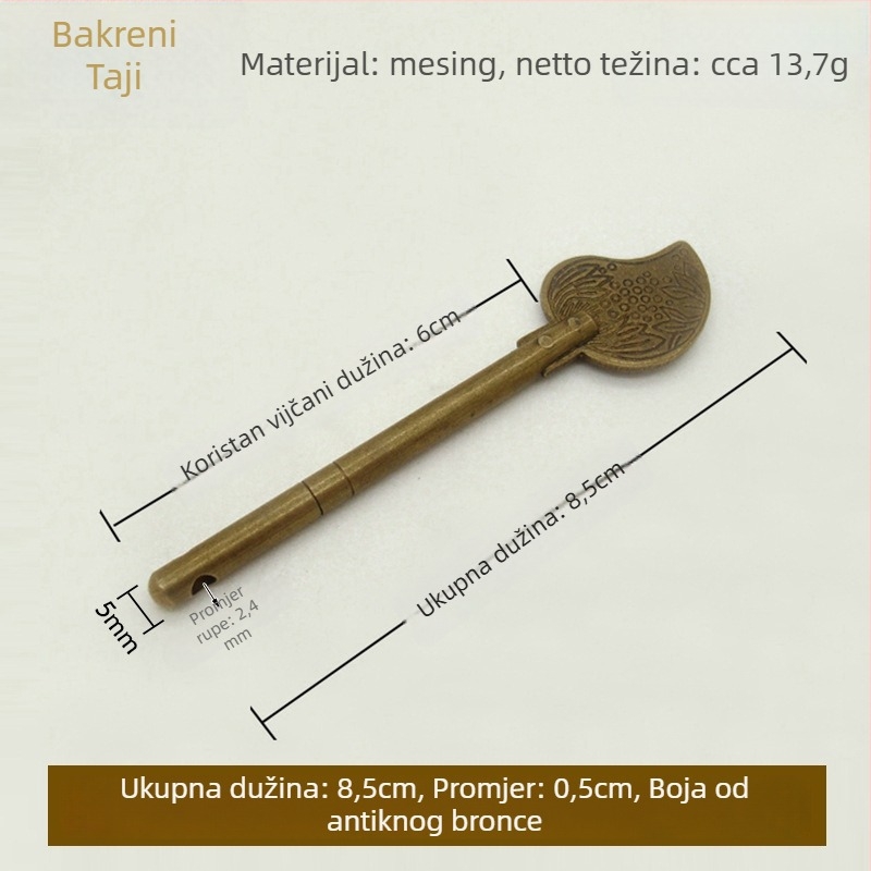 Zatič za vrata tipa A, mesing, polirana i starjena površina, Tong Que marka, Novi kineski stil