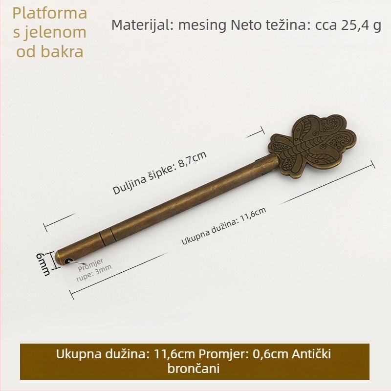 Zatič za vrata tipa A, mesing, polirana i starjena površina, Tong Que marka, Novi kineski stil