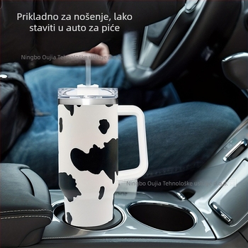 Sklopiva termos šalica, dvostruki sloj vakuumske izolacije, unutarnja 304 nehrđajući čelik / vanjska 201 nehrđajući čelik, otporna na propuštanje, s držačem i vijčanim poklopcem