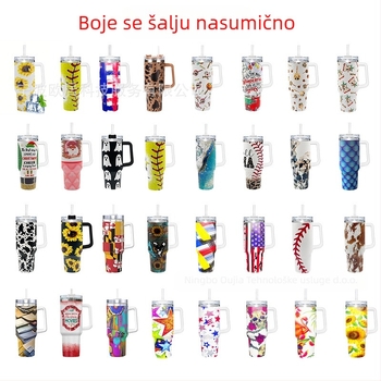 Sklopiva termos šalica, dvostruki sloj vakuumske izolacije, unutarnja 304 nehrđajući čelik / vanjska 201 nehrđajući čelik, otporna na propuštanje, s držačem i vijčanim poklopcem