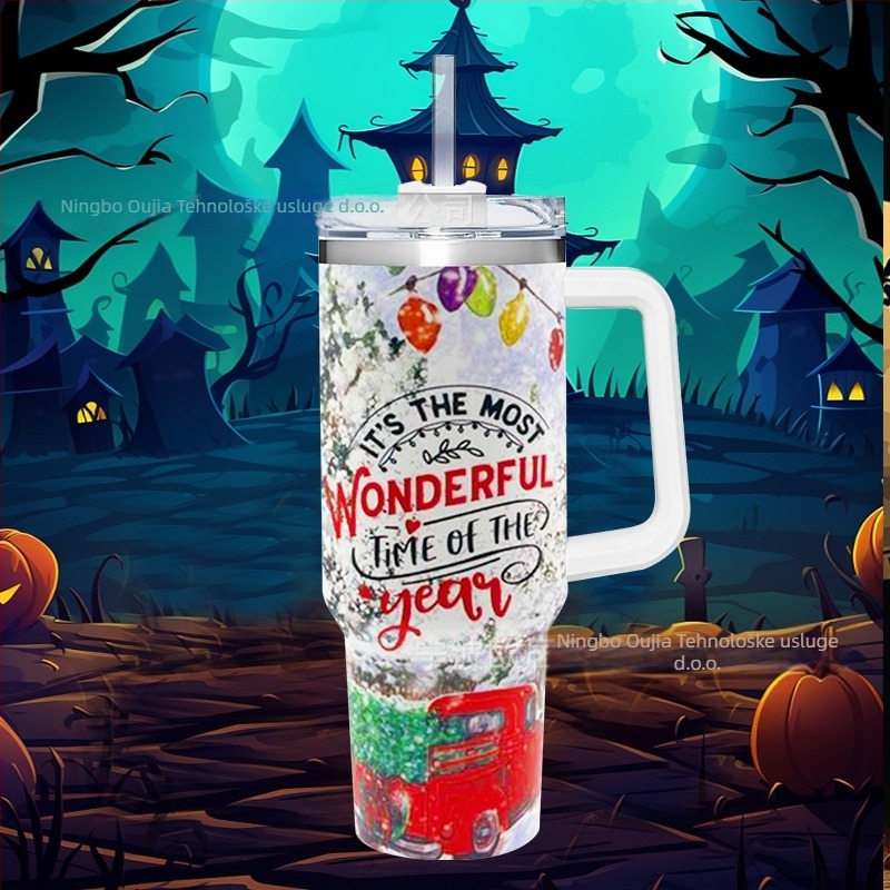 Sklopiva termos šalica, dvostruki sloj vakuumske izolacije, unutarnja 304 nehrđajući čelik / vanjska 201 nehrđajući čelik, otporna na propuštanje, s držačem i vijčanim poklopcem