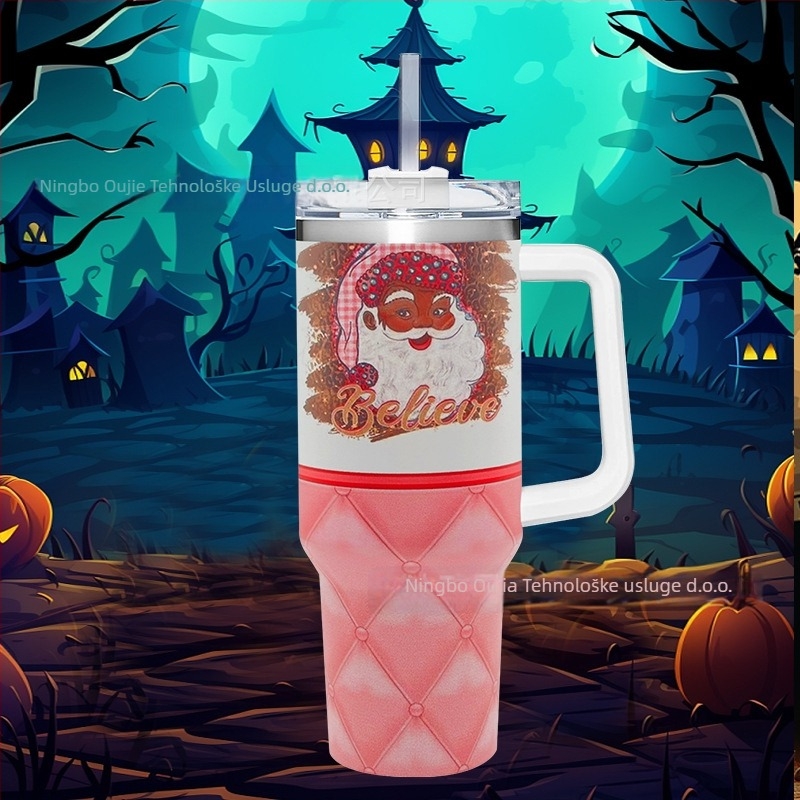 Sklopiva termos šalica, dvostruki sloj vakuumske izolacije, unutarnja 304 nehrđajući čelik / vanjska 201 nehrđajući čelik, otporna na propuštanje, s držačem i vijčanim poklopcem