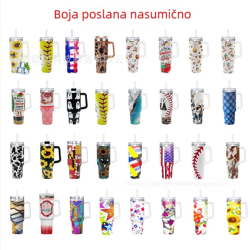 Sklopiva termos šalica, dvostruki sloj vakuumske izolacije, unutarnja 304 nehrđajući čelik / vanjska 201 nehrđajući čelik, otporna na propuštanje, s držačem i vijčanim poklopcem