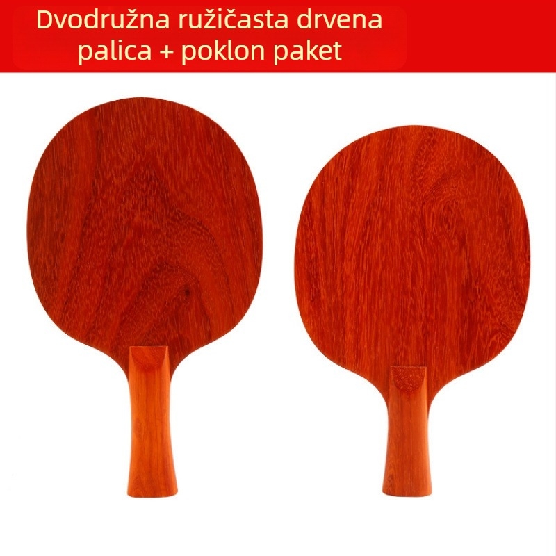 Ploča za stolni tenis od ružinog drveta, jednostruka, guma s dugim ljepilom, bočni udar, za trening i natjecanja