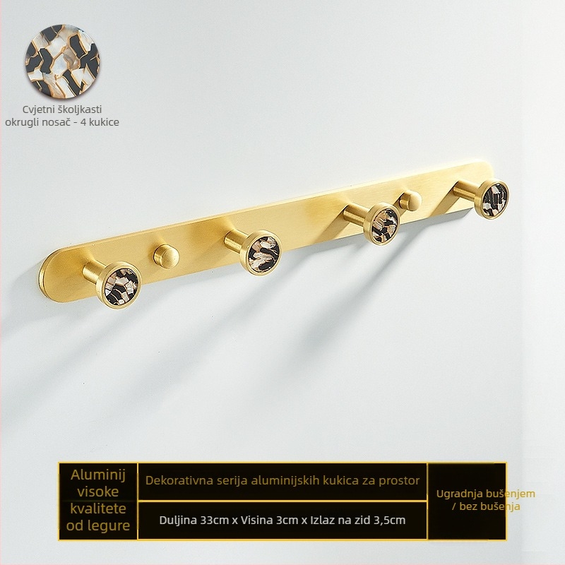 Kuke za kupaonicu od aluminijevog legura, samoljepive, zidne bez bušenja, u obliku školjke, lagani luksuzni stil, težina 1 kg