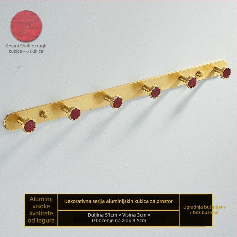 Kuke za kupaonicu od aluminijevog legura, samoljepive, zidne bez bušenja, u obliku školjke, lagani luksuzni stil, težina 1 kg