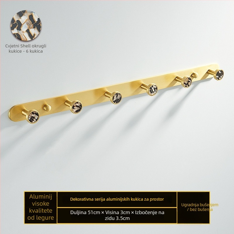 Kuke za kupaonicu od aluminijevog legura, samoljepive, zidne bez bušenja, u obliku školjke, lagani luksuzni stil, težina 1 kg