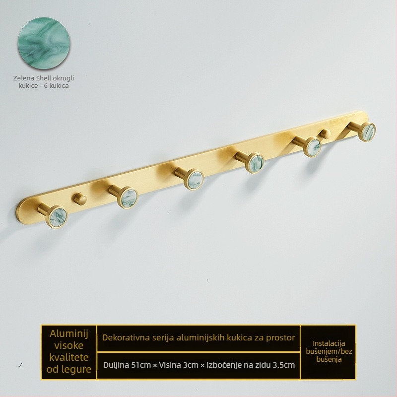 Kuke za kupaonicu od aluminijevog legura, samoljepive, zidne bez bušenja, u obliku školjke, lagani luksuzni stil, težina 1 kg