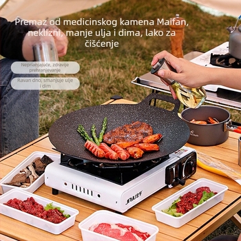 Maifan kamen vanjska grill ploča - okrugla, prijenosna, višefunkcionalna, kompatibilna s indukcijskim štednjakom