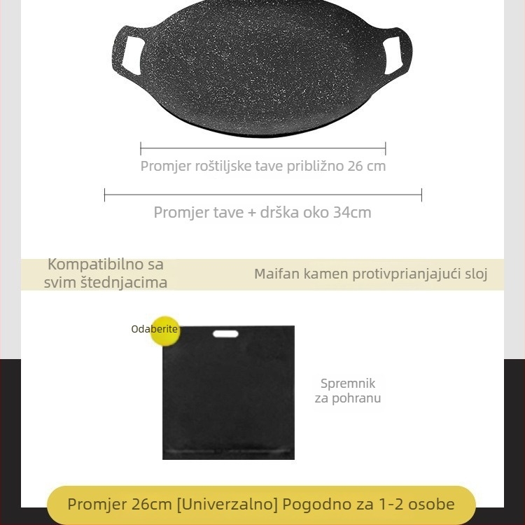 Maifan kamen vanjska grill ploča - okrugla, prijenosna, višefunkcionalna, kompatibilna s indukcijskim štednjakom