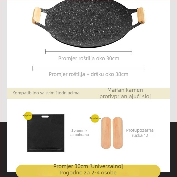 Maifan kamen vanjska grill ploča - okrugla, prijenosna, višefunkcionalna, kompatibilna s indukcijskim štednjakom