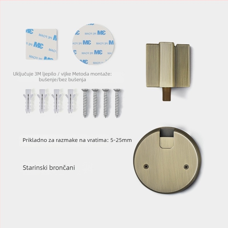 BagB Otporan na vjetar sustav podnih usisavanja za vrata – bez bušenja, protiv sudara, ručka push-pull (Model FFDX, materijal: cinkova legura, završni premaz: elektroplatiranje)