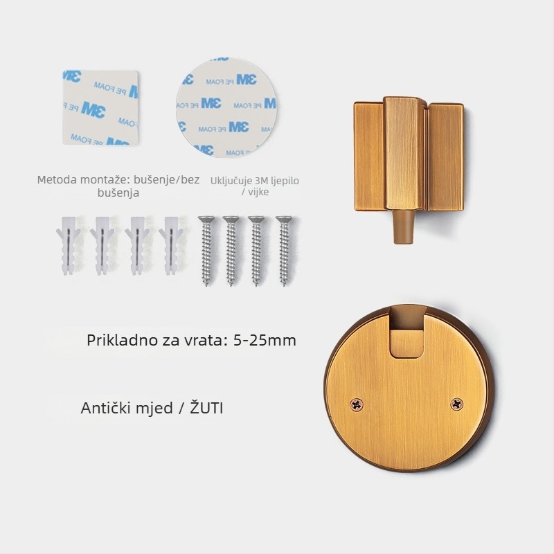 BagB Otporan na vjetar sustav podnih usisavanja za vrata – bez bušenja, protiv sudara, ručka push-pull (Model FFDX, materijal: cinkova legura, završni premaz: elektroplatiranje)