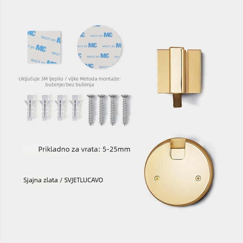 BagB Otporan na vjetar sustav podnih usisavanja za vrata – bez bušenja, protiv sudara, ručka push-pull (Model FFDX, materijal: cinkova legura, završni premaz: elektroplatiranje)