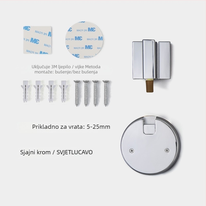 BagB Otporan na vjetar sustav podnih usisavanja za vrata – bez bušenja, protiv sudara, ručka push-pull (Model FFDX, materijal: cinkova legura, završni premaz: elektroplatiranje)