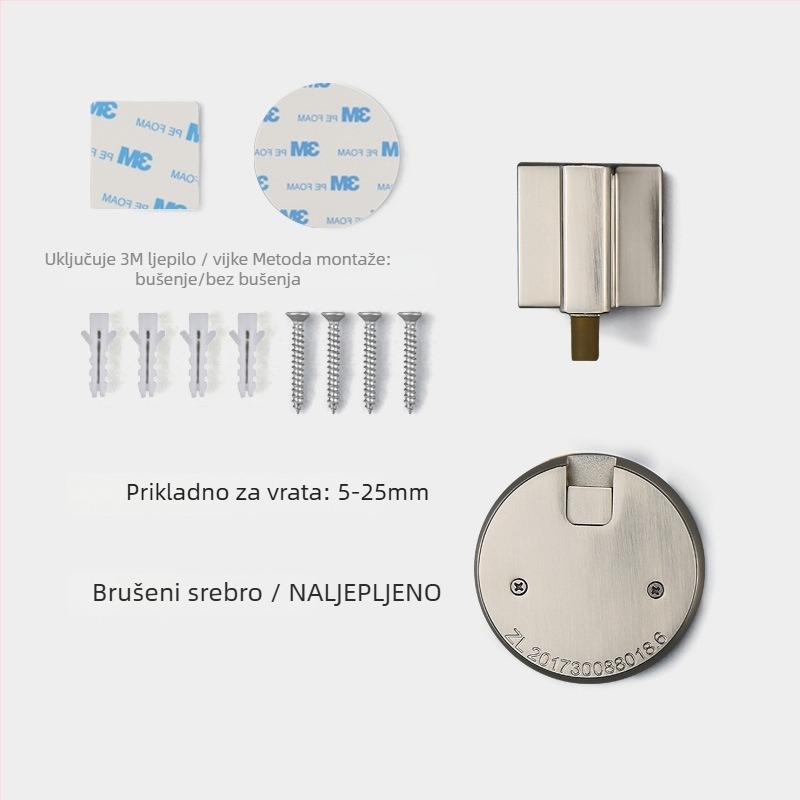 BagB Otporan na vjetar sustav podnih usisavanja za vrata – bez bušenja, protiv sudara, ručka push-pull (Model FFDX, materijal: cinkova legura, završni premaz: elektroplatiranje)