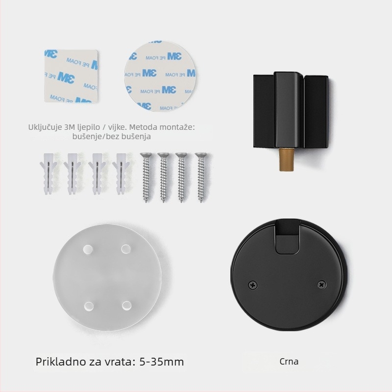 BagB Otporan na vjetar sustav podnih usisavanja za vrata – bez bušenja, protiv sudara, ručka push-pull (Model FFDX, materijal: cinkova legura, završni premaz: elektroplatiranje)