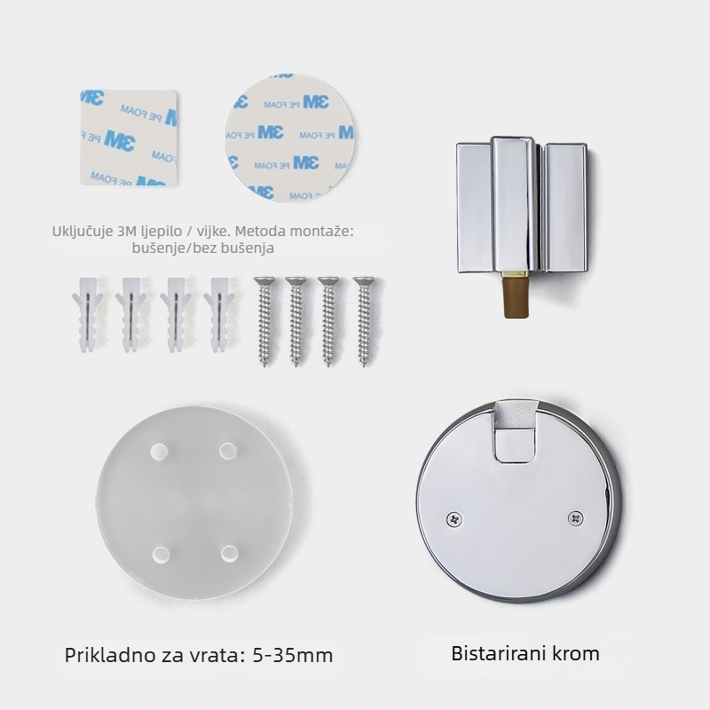 BagB Otporan na vjetar sustav podnih usisavanja za vrata – bez bušenja, protiv sudara, ručka push-pull (Model FFDX, materijal: cinkova legura, završni premaz: elektroplatiranje)