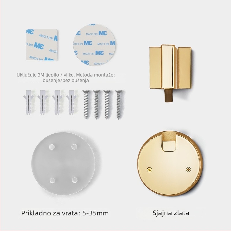 BagB Otporan na vjetar sustav podnih usisavanja za vrata – bez bušenja, protiv sudara, ručka push-pull (Model FFDX, materijal: cinkova legura, završni premaz: elektroplatiranje)