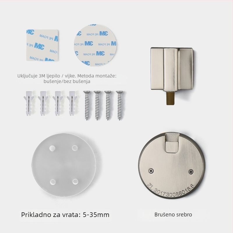 BagB Otporan na vjetar sustav podnih usisavanja za vrata – bez bušenja, protiv sudara, ručka push-pull (Model FFDX, materijal: cinkova legura, završni premaz: elektroplatiranje)