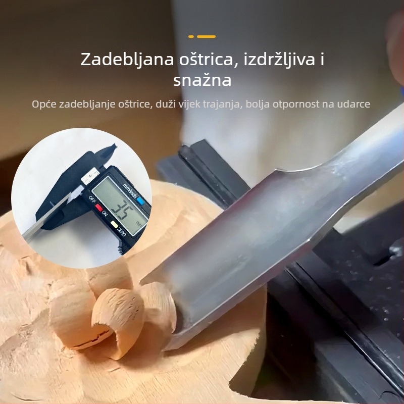 Set dlijeta za drvarstvo s oštrim čelnikom od manganskog čelika, drška od bukovine – ravni i polukružni dlijeti