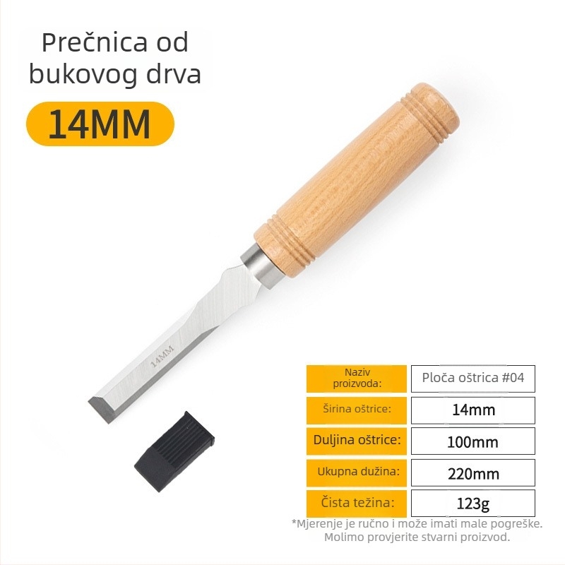 Set dlijeta za drvarstvo s oštrim čelnikom od manganskog čelika, drška od bukovine – ravni i polukružni dlijeti