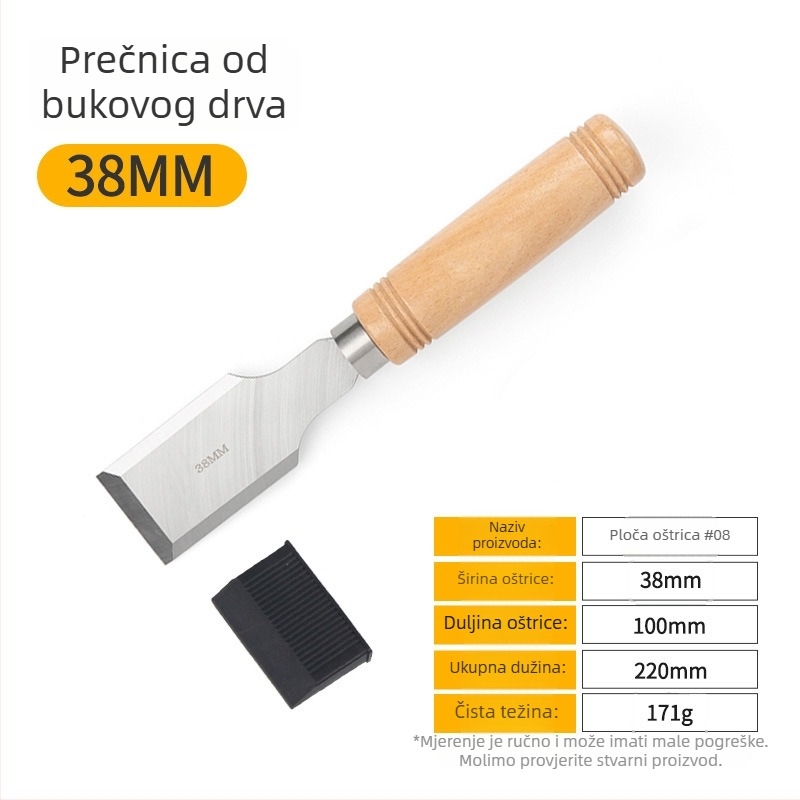 Set dlijeta za drvarstvo s oštrim čelnikom od manganskog čelika, drška od bukovine – ravni i polukružni dlijeti