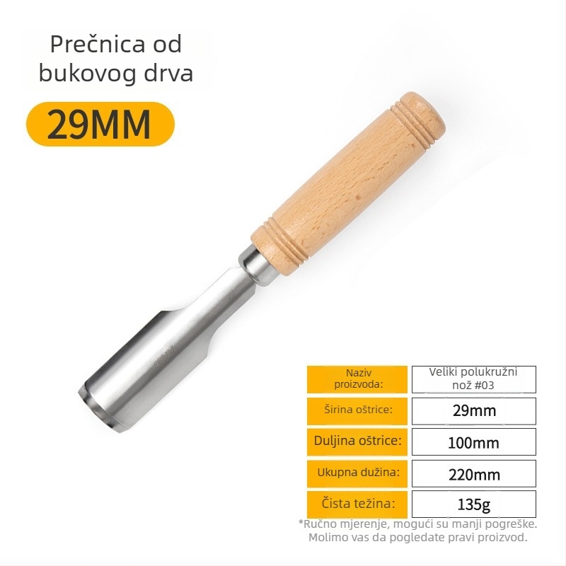 Set dlijeta za drvarstvo s oštrim čelnikom od manganskog čelika, drška od bukovine – ravni i polukružni dlijeti