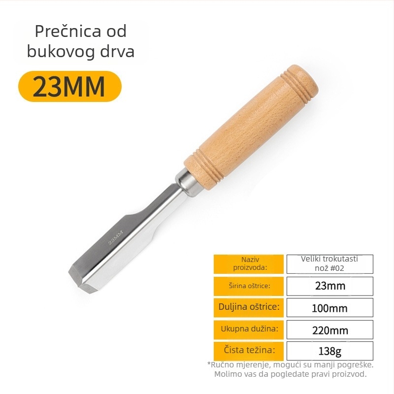 Set dlijeta za drvarstvo s oštrim čelnikom od manganskog čelika, drška od bukovine – ravni i polukružni dlijeti