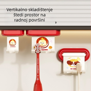 2-odvojni držač četkica za zube ABS, zidni bez bušenja, prostor za električne četkice, integriran ormarić s ogledalom u kupaonici