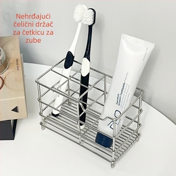 Stakleni držač za četkice za zube za kupaonu - bez bušenja, skladištenje, mogućnost prilagodbe