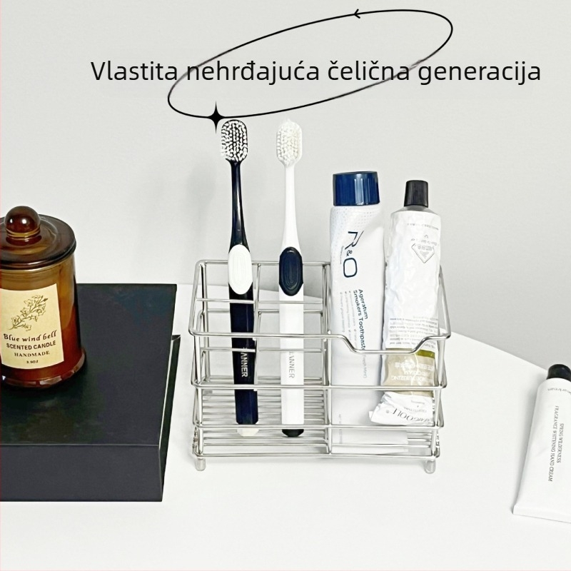 Stakleni držač za četkice za zube za kupaonu - bez bušenja, skladištenje, mogućnost prilagodbe