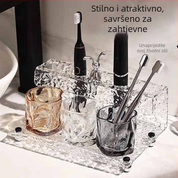 Držač za četkice za zube - akril, montaža bez bušenja, uključuje čašu za četkice i čašu za ispiranje (set 20, Hanle)