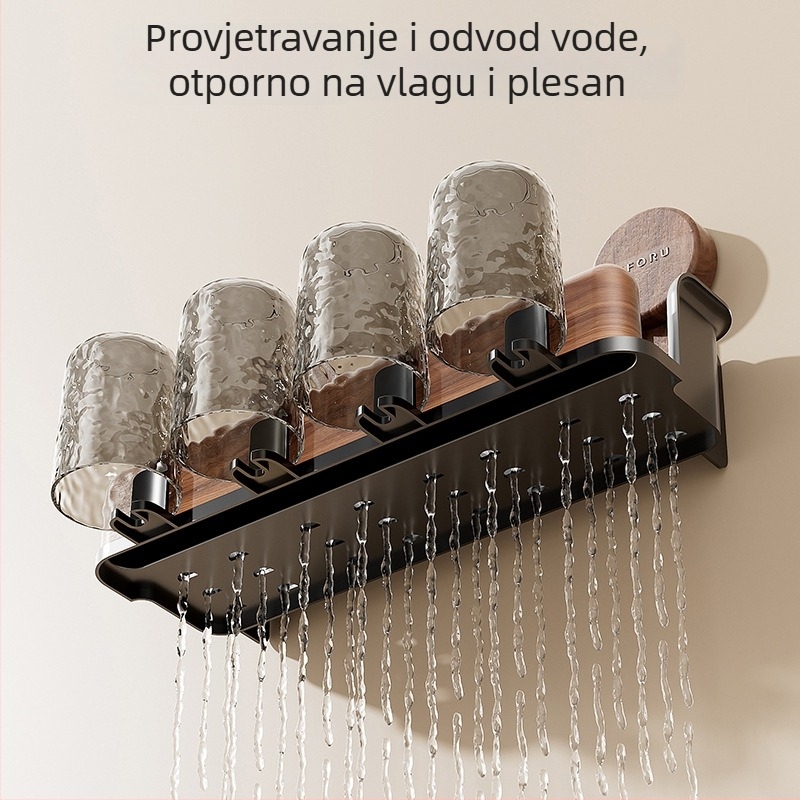 Držač četkica za zube sa usisnom čašom, zidni, bez bušenja, plastični, za četkice i čašicu paste