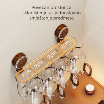 Držač za četkice s usisnom prianjanjem, antikni stil, zidni bez bušenja, držač za električne četkice i čaša za ispiranje usta