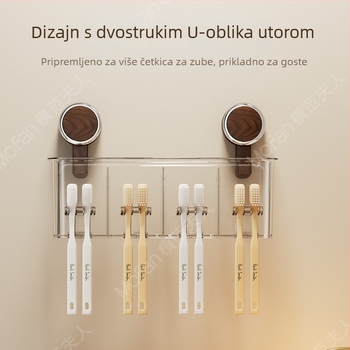 Držač za četkice s usisnom prianjanjem, antikni stil, zidni bez bušenja, držač za električne četkice i čaša za ispiranje usta
