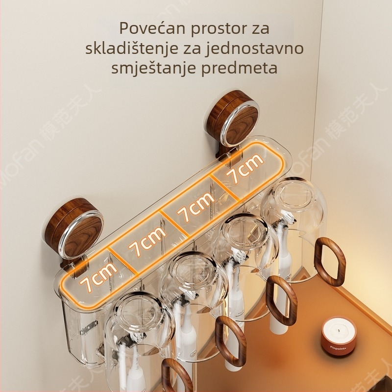 Držač za četkice s usisnom prianjanjem, antikni stil, zidni bez bušenja, držač za električne četkice i čaša za ispiranje usta