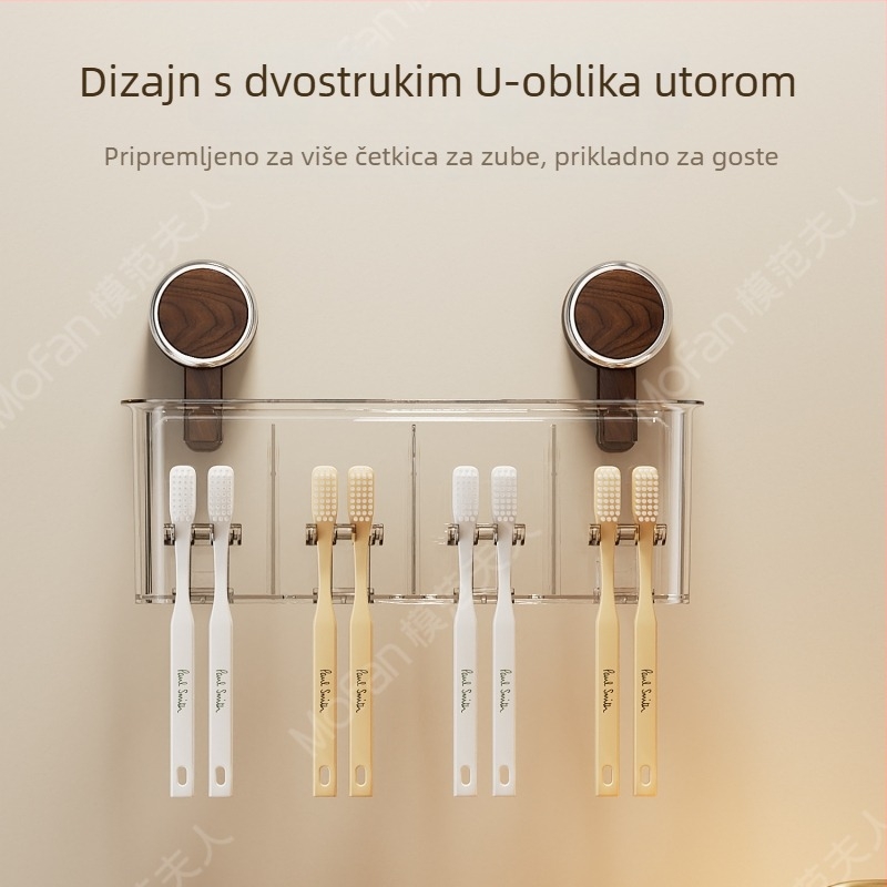 Držač za četkice s usisnom prianjanjem, antikni stil, zidni bez bušenja, držač za električne četkice i čaša za ispiranje usta