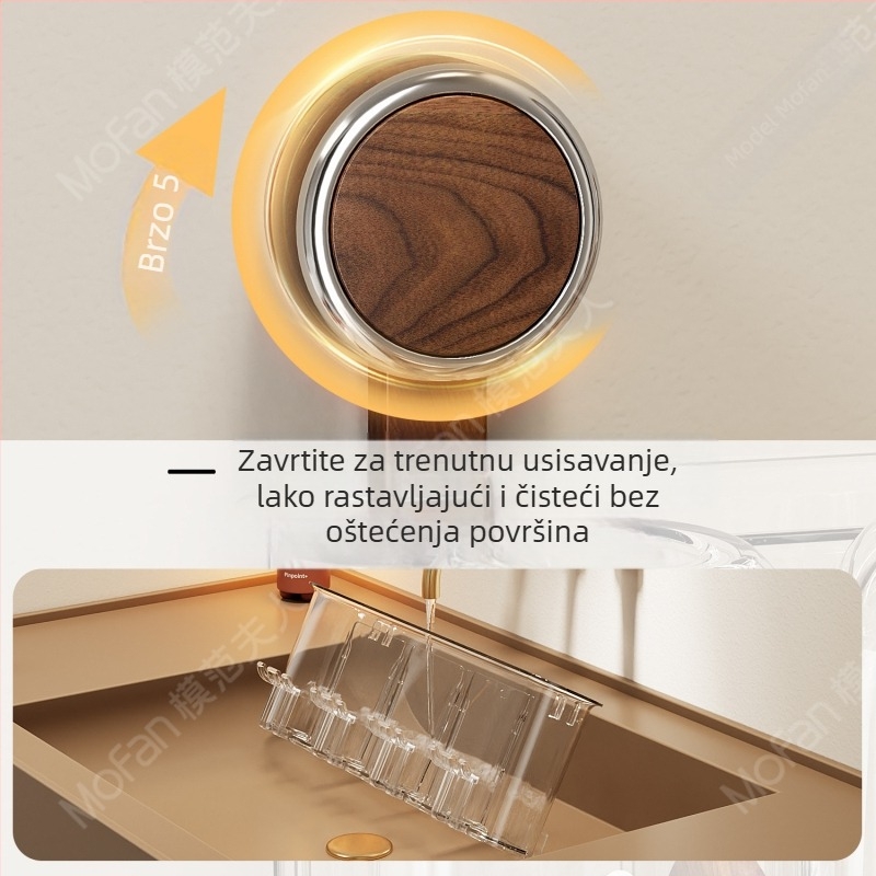 Držač za četkice s usisnom prianjanjem, antikni stil, zidni bez bušenja, držač za električne četkice i čaša za ispiranje usta