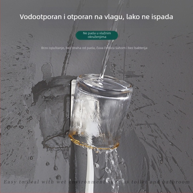 Držač za četkice od nehrđajućeg čelika, na zid, bez bušenja, držač čaše za ispiranje, s tiskom logotipa