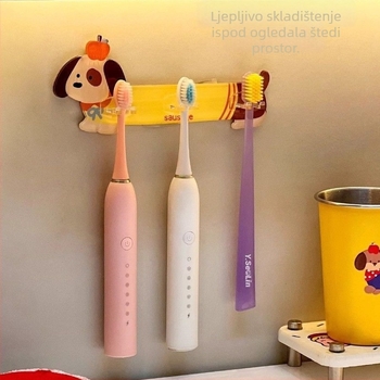Akrilni držač za četkice za zube — bez bušenja, držač s utorom za karticu, višenamjensko skladištenje