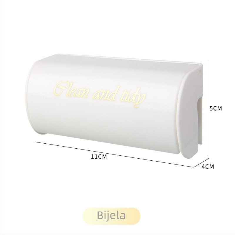 Zidni držač četkica bez bušenja, s poklopcem, dozatorom za pastu, 2 pretinca, plastični